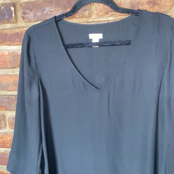 Hinge Black Long Sleeve Mini V-Neck Shift Dress Women's Size Small - Picture 2 of 6